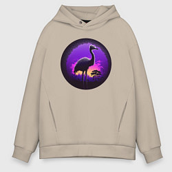 Толстовка оверсайз мужская Аист в неоне, цвет: миндальный