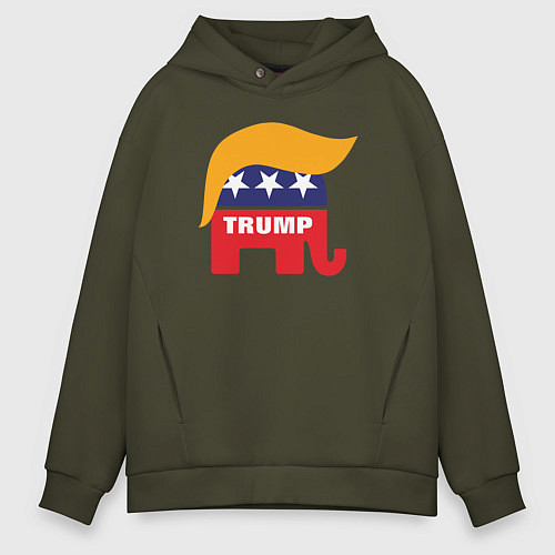 Мужское худи оверсайз Trump elephant / Хаки – фото 1