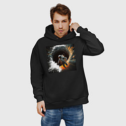 Толстовка оверсайз мужская Выход в открытый космос, цвет: черный — фото 2