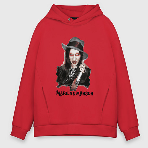 Мужское худи оверсайз Marilyn Manson clipart / Красный – фото 1