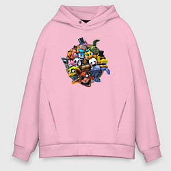 Толстовка оверсайз мужская Персонажи фнаф, цвет: светло-розовый