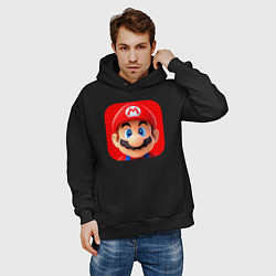 Толстовка оверсайз мужская Марио лого, цвет: черный — фото 2