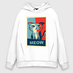 Толстовка оверсайз мужская Meow obey, цвет: белый