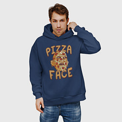 Толстовка оверсайз мужская Pizza face, цвет: тёмно-синий — фото 2