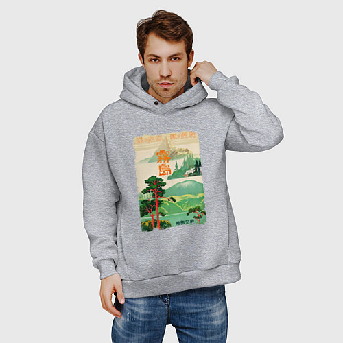 Мужское худи оверсайз Япония винтаж / Меланж – фото 3