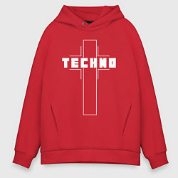 Толстовка оверсайз мужская Techno крест, цвет: красный