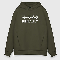 Толстовка оверсайз мужская Renault в сердце, цвет: хаки
