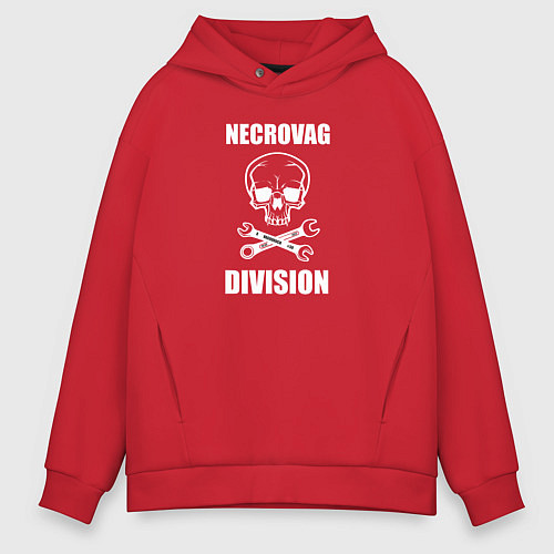 Мужское худи оверсайз Necrovag white division / Красный – фото 1