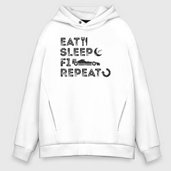Толстовка оверсайз мужская Eat sleep F1, цвет: белый