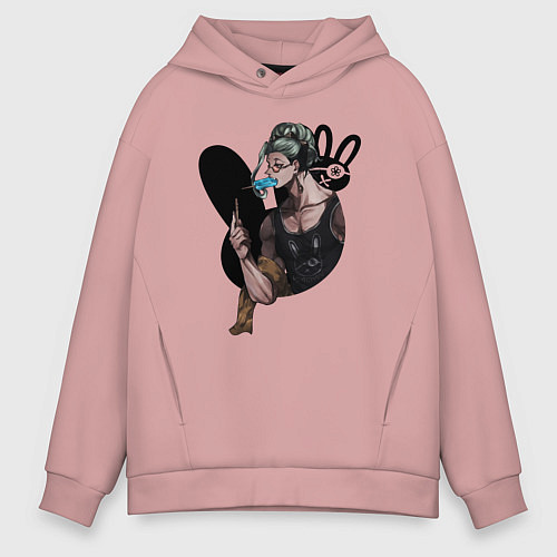 Мужское худи оверсайз Buddha with ice cream / Пыльно-розовый – фото 1