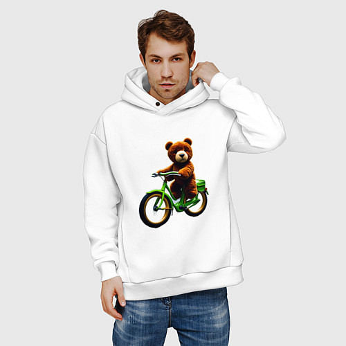 Мужское худи оверсайз Bear / Белый – фото 3