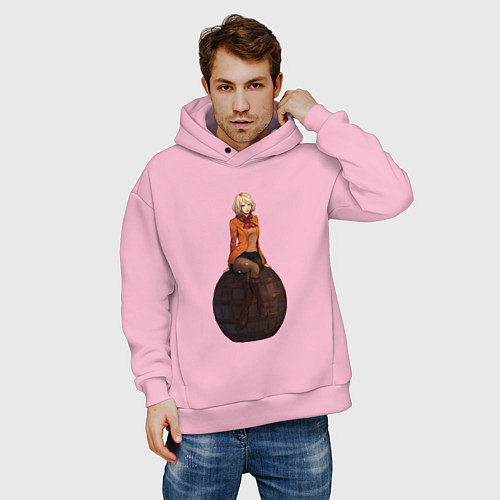 Мужское худи оверсайз Эшли из Resident evil / Светло-розовый – фото 3