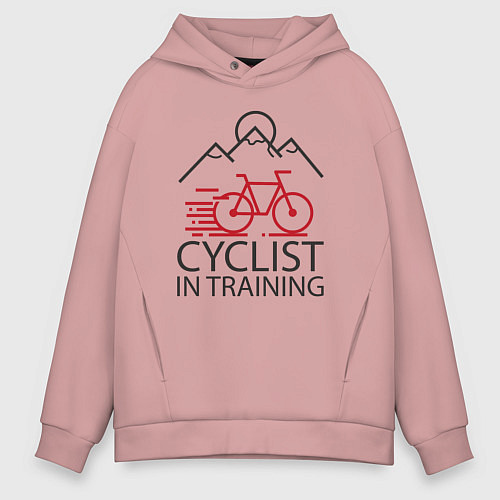 Мужское худи оверсайз Велотренирока / Пыльно-розовый – фото 1