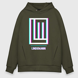 Толстовка оверсайз мужская Lindemann glitch rock, цвет: хаки