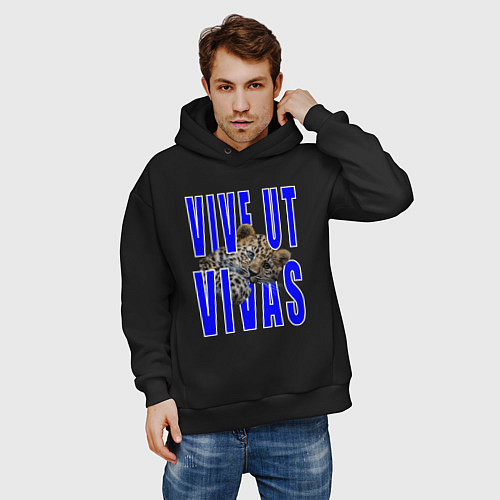 Мужское худи оверсайз Vive ut vivas / Черный – фото 3