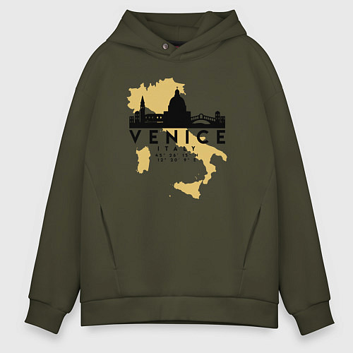 Мужское худи оверсайз Итальянская Венеция / Хаки – фото 1