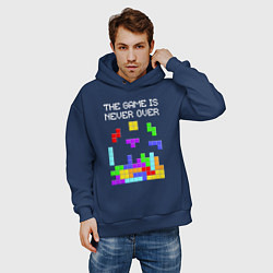 Толстовка оверсайз мужская Tetris - the game is never over, цвет: тёмно-синий — фото 2