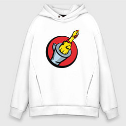 Толстовка оверсайз мужская Chicken gun логотип, цвет: белый