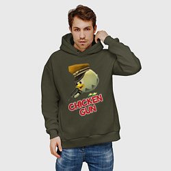 Толстовка оверсайз мужская Chicken Gun logo, цвет: хаки — фото 2