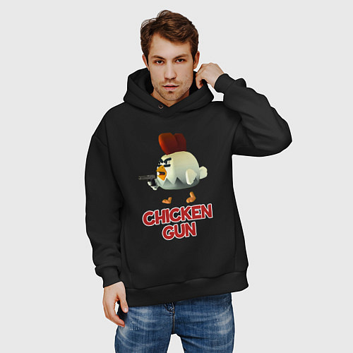 Мужское худи оверсайз Chicken Gun chick / Черный – фото 3