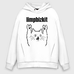 Толстовка оверсайз мужская Limp Bizkit - rock cat, цвет: белый
