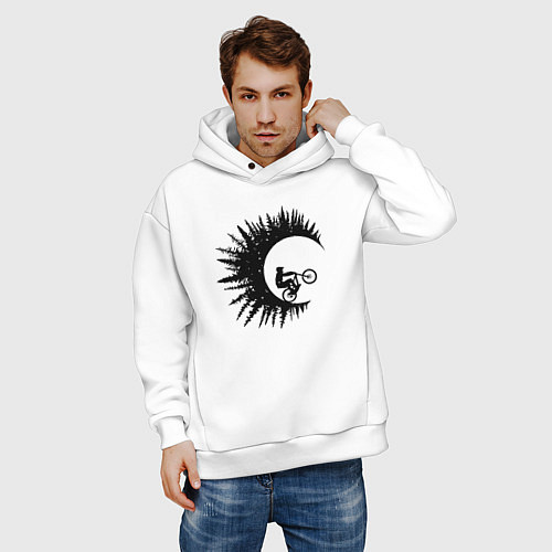 Мужское худи оверсайз Горный байкер / Белый – фото 3