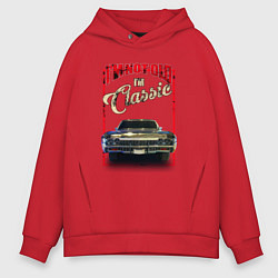 Толстовка оверсайз мужская Классика автомобиль Chevrolet Impala, цвет: красный