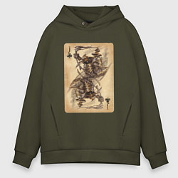 Толстовка оверсайз мужская Fable III Воин бездны, валет крести, цвет: хаки
