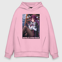 Толстовка оверсайз мужская Кафка с узи, цвет: светло-розовый