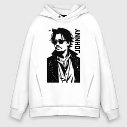 Толстовка оверсайз мужская Johnny Depp - graphics, цвет: белый
