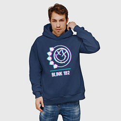 Толстовка оверсайз мужская Blink 182 glitch rock, цвет: тёмно-синий — фото 2