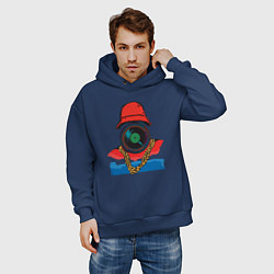 Толстовка оверсайз мужская Hip hop vinyl, цвет: тёмно-синий — фото 2