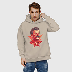 Толстовка оверсайз мужская Граффити Сталин, цвет: миндальный — фото 2