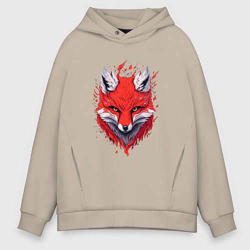 Мужское худи оверсайз Лисий демон / Миндальный – фото 1