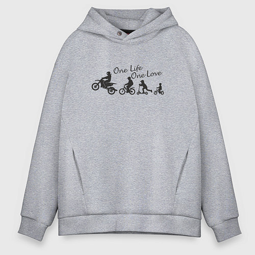 Мужское худи оверсайз One life one love / Меланж – фото 1