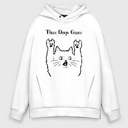 Толстовка оверсайз мужская Three Days Grace - rock cat, цвет: белый