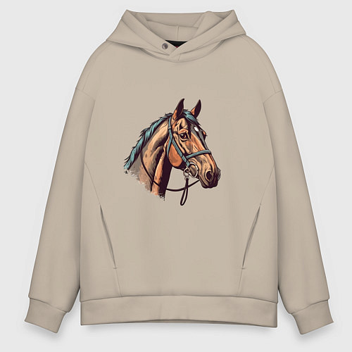 Мужское худи оверсайз Коняка скакуняка / Миндальный – фото 1