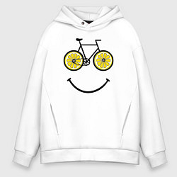 Толстовка оверсайз мужская Лимонное лето с велосипедом, цвет: белый
