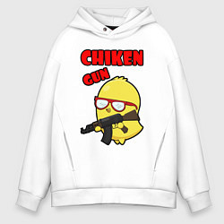 Толстовка оверсайз мужская Chicken machine gun, цвет: белый