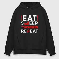 Толстовка оверсайз мужская Надпись eat sleep The Division repeat, цвет: черный