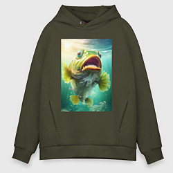 Толстовка оверсайз мужская Большой карп, цвет: хаки