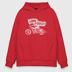 Толстовка оверсайз мужская Gimme danger - motorcycle - motto, цвет: красный