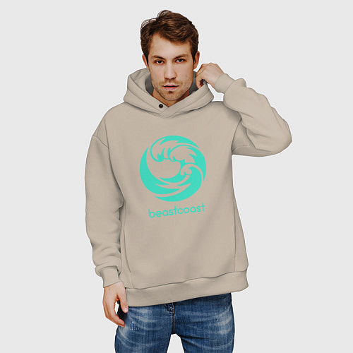 Мужское худи оверсайз Beastcoast logo / Миндальный – фото 3