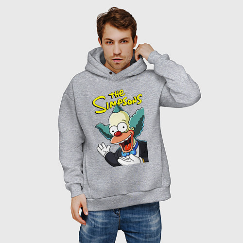 Мужское худи оверсайз Krusty the clown / Меланж – фото 3