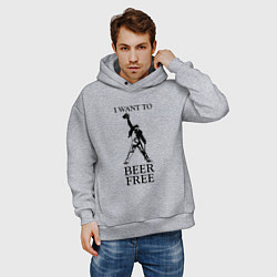 Толстовка оверсайз мужская I want to beer free, Queen, цвет: меланж — фото 2