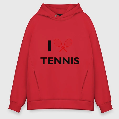Мужское худи оверсайз I Love Tennis / Красный – фото 1