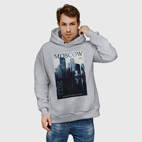 Мужское худи оверсайз Moscow city обложка журнала / Меланж – фото 3