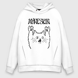 Толстовка оверсайз мужская Maneskin - rock cat, цвет: белый