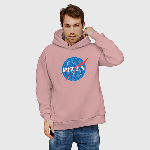 Мужское худи оверсайз Pizza / Пыльно-розовый – фото 3