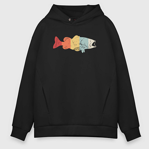 Мужское худи оверсайз Color fish / Черный – фото 1